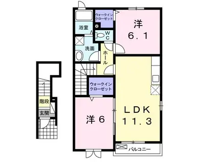 ボナールI(2LDK/2階)の間取り写真
