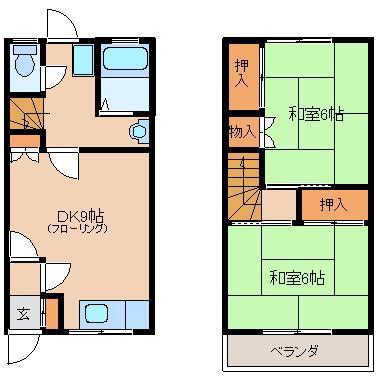 落合コーポ(2DK/1階)の間取り写真