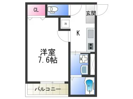 フジパレス我孫子前VI番館(1K/1階)の間取り写真
