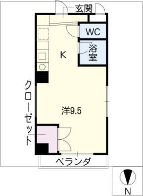 大口平和マンション(ワンルーム/5階)の間取り写真