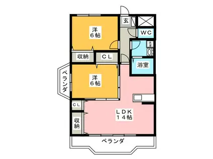 ROYAL GRANDE SAKURA(2LDK/5階)の間取り写真