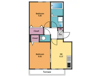 メゾン スリジエ(2DK/1階)の間取り写真