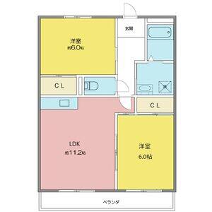 グランドールK(2LDK/1階)の間取り写真