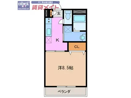 アクアマンション江戸橋(1K/2階)の間取り写真