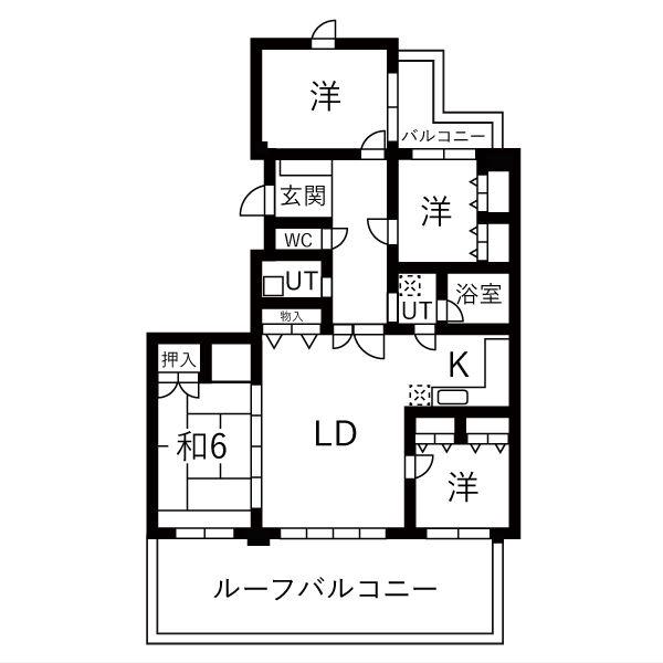 長丘コンドミニアム(4LDK/1階)の間取り写真