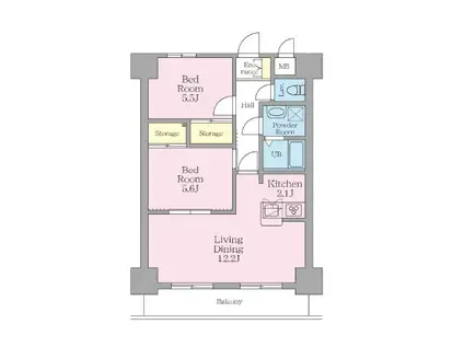 LIVE・TOPIA八王子(2LDK/3階)の間取り写真