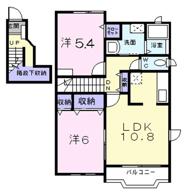 チェリータウンA(2LDK/2階)の間取り写真