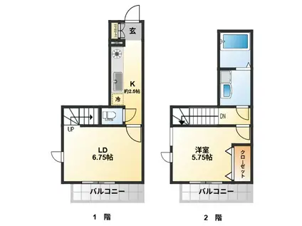 スリーズ国立(1LDK/1階)の間取り写真