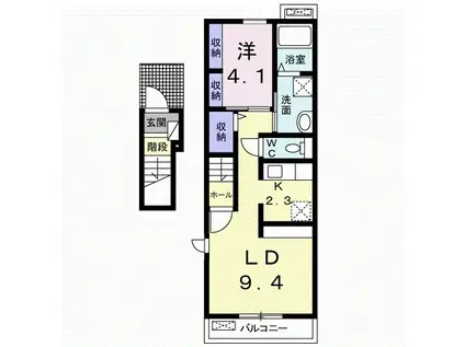 プラシード・セブン C(1LDK/2階)の間取り写真