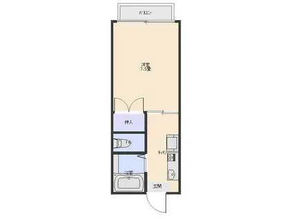 フォレスタウイング(1K/2階)の間取り写真