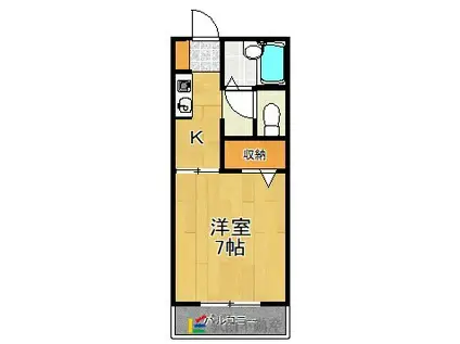 プレミエール・キクI(1K/2階)の間取り写真