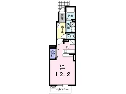 モントレゾール(1K/1階)の間取り写真