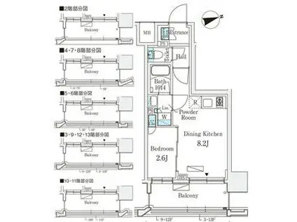 リビオメゾン御茶ノ水イースト(1LDK/8階)の間取り写真