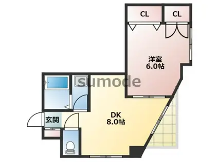 イーストハイツ(1DK/3階)の間取り写真
