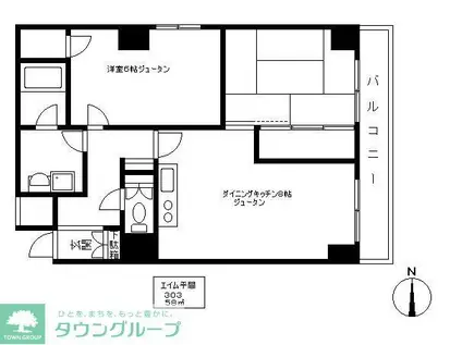 エイム平間(2DK/3階)の間取り写真