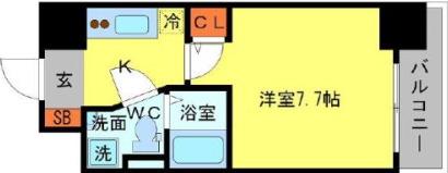 セレニテ本町エコート(1K/9階)の間取り写真