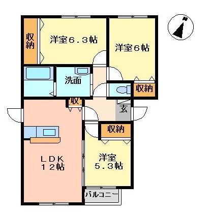 エスポワールYAMASO(3LDK/1階)の間取り写真