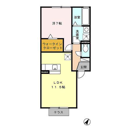 アルモニー駅西(1LDK/1階)の間取り写真