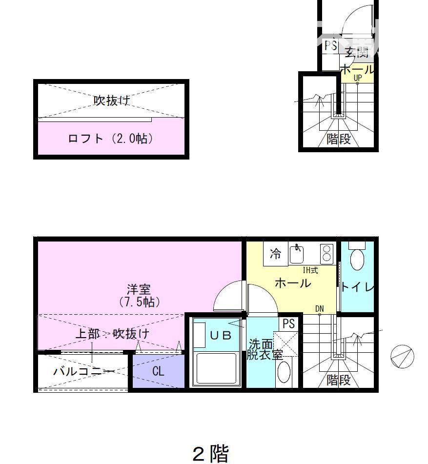 サラブレッドIII(ワンルーム/2階)の間取り写真
