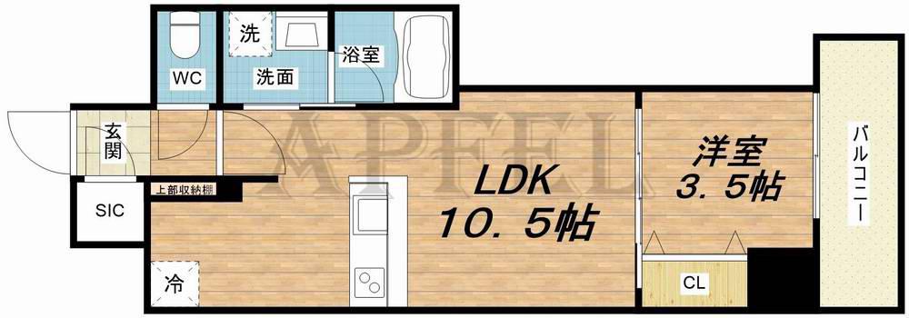 クロスレジデンス阿波座(1LDK/7階)の間取り写真
