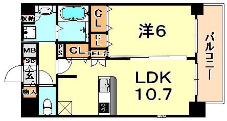 プレサンス三宮ルミネス(1LDK/12階)の間取り写真