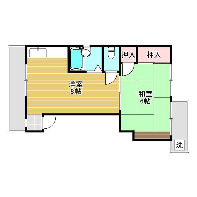 眞鍋マンション(1LDK/3階)の間取り写真
