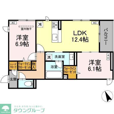 D PAINA 宿河原6 II(2LDK/3階)の間取り写真