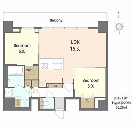 S-RESIDENCE松屋町ASENCE(2LDK/9階)の間取り写真