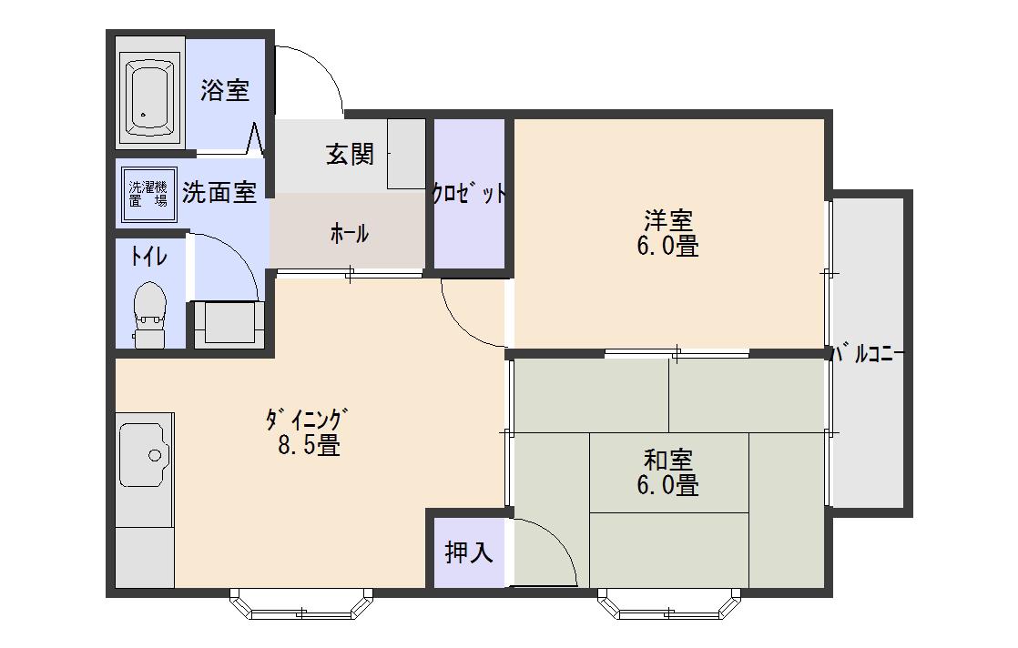 ハイムヤマキ A(2DK/1階)の間取り写真