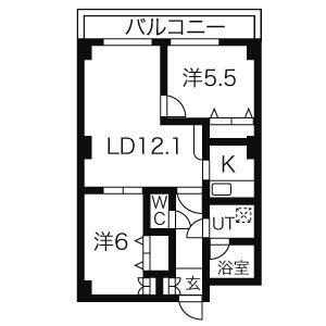 アルパ琴似(2LDK/2階)の間取り写真