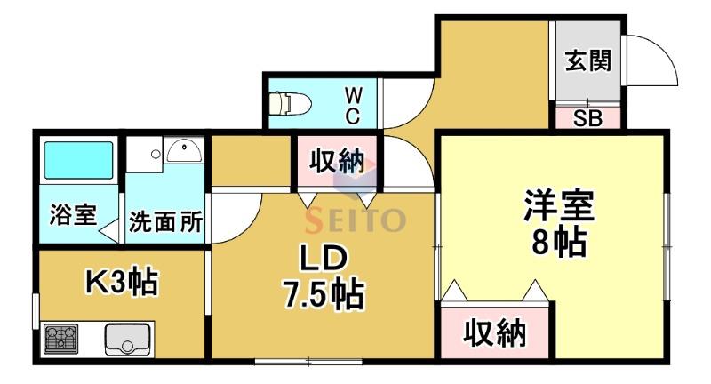 ABELIA(1LDK/1階)の間取り写真