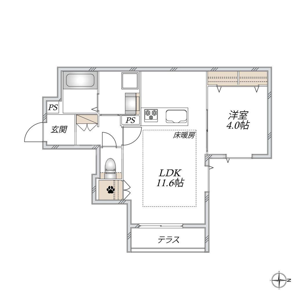 T-MAISON(1LDK/1階)の間取り写真