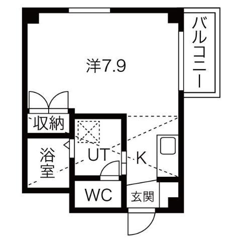 エンゼル栄(1K/3階)の間取り写真