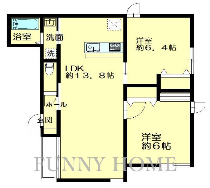 若林4丁目アパート(2LDK/3階)の間取り写真