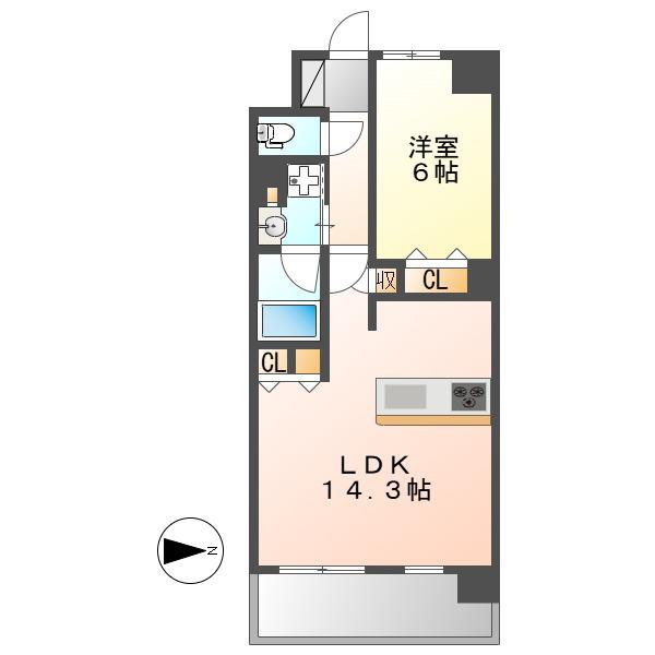 プレサンス グラン 栄 THE TOWER(1LDK/10階)の間取り写真