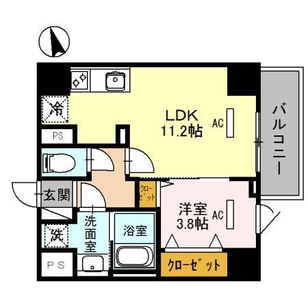 カーサ大手町(1LDK/6階)の間取り写真
