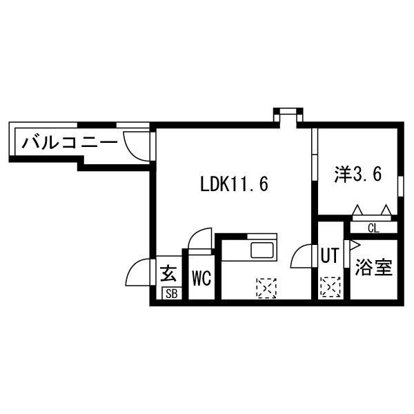 緑と風のクーレ(1LDK/2階)の間取り写真