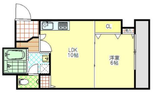 グレイス今里(1LDK/2階)の間取り写真