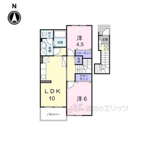 サニー・コーポS・OA(2LDK/2階)の間取り写真
