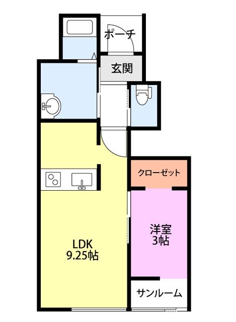 コンフォート北城町(1LDK/1階)の間取り写真