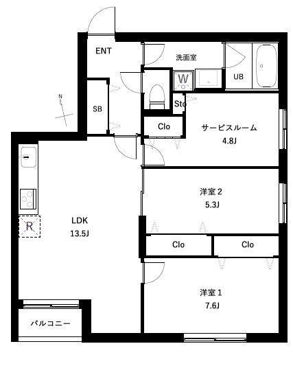 COEUR BLANC西荻窪(2SLDK/3階)の間取り写真