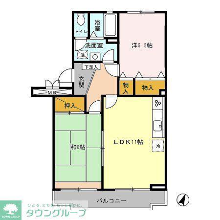 サンルミエール(2LDK/1階)の間取り写真