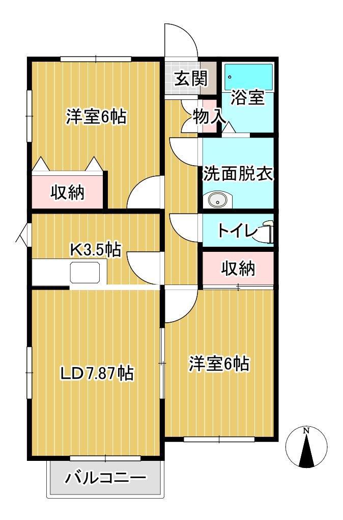 ラシーヌC(2LDK/1階)の間取り写真