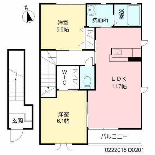 サンクブランシェ D棟(2LDK/2階)の間取り写真
