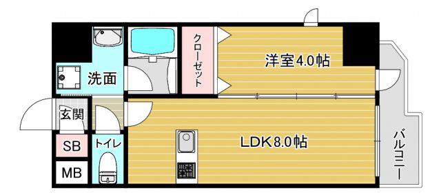 エステムコート大阪福島ルアーナ(1DK/9階)の間取り写真