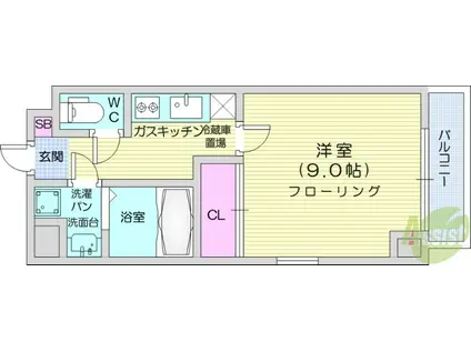 しゃとれ新寺(1K/2階)の間取り写真