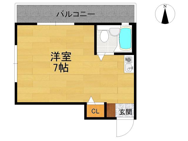 グランディア甲東園(ワンルーム/2階)の間取り写真