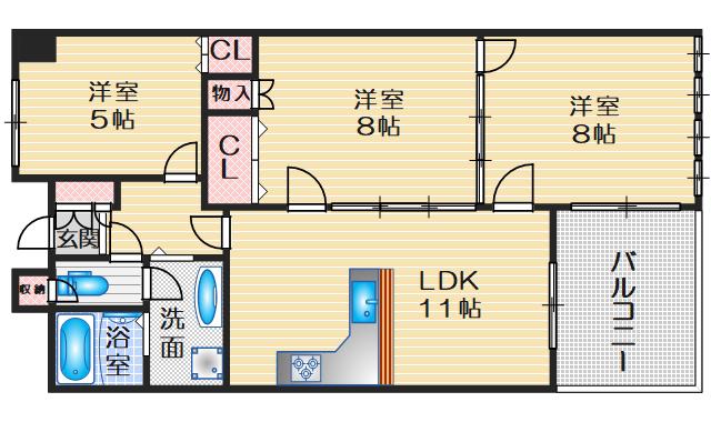 リッツ・サントノーレ(3LDK/4階)の間取り写真