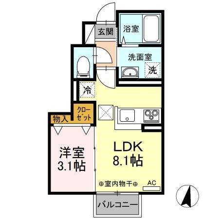 THE海津(1LDK/1階)の間取り写真