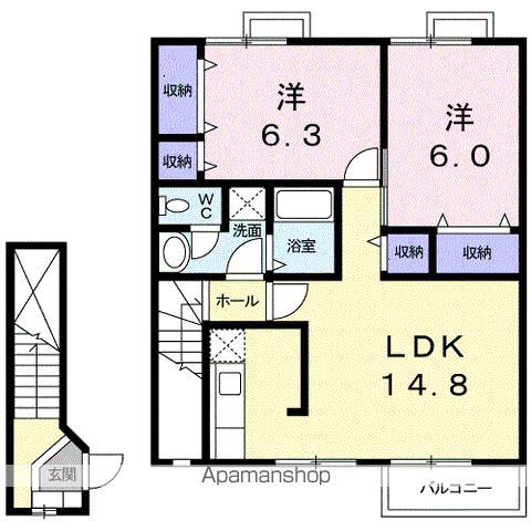 SHAMROCK(2LDK/2階)の間取り写真